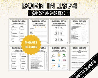 50周年記念ゲームバンドル：1974年トリビア、1974年生まれクイズ（編集可能なデジタル）