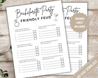 Bridal Shower Feud Game: Bachelorette Party Trivia (Printable PDF)