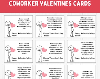 Funny Coworker Valentine's Day Cards: Office Party Valentines (PDF)