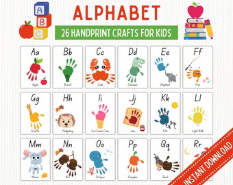 Alphabet Handprint Art | Handprint Abc Activity | A-Z Handprint | Baby Toddler Child | Keepsake Craft