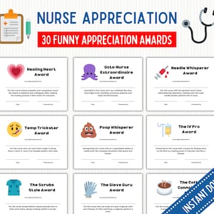 Funny Nursing Award Certificates | Funny RN Appreciation Award | Nurses Week Recognition Gift | Funny Superlatives | Thank You Nurses