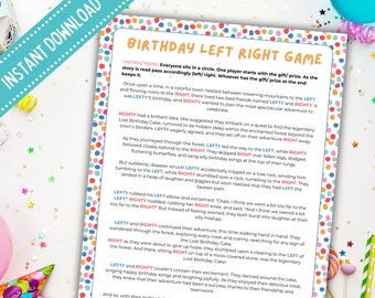 Left Right Game, Left Right Birthday Game, Printable Funny Left Right Story, Pass Gift Game, Pass the Prize, Birthday Games Group Adult Kid