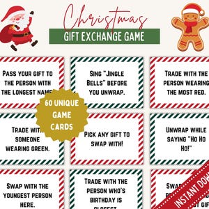 Christmas Gift Exchange Game | Printable Christmas Game | White Elephant Gift Exchange Cards | Christmas Family Game | Christmas Party Game