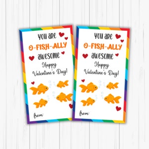 PRINTABLE You Are O-FISH-ALLY Awesome! Happy Valentine&#39;s Day! Goldfish Tag | Instant Download | Classroom Valentine Treat Tag
