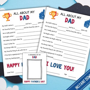 Father&#39;s Day Gift All About My Dad Printable | Dad&#39;s Birthday Gift | Personalized Dad Gift from Kids | Instant Download
