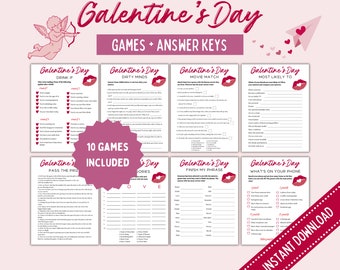 Paquete de juegos para el Día de Galentine: Fiesta de Noche de Chicas (PDF imprimible)