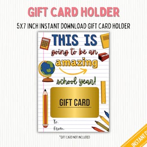 Start of School Teacher Gift Card Holder | Teacher Gift Card | Amazing Teacher | Back to School | Teacher Appreciation Instant Download