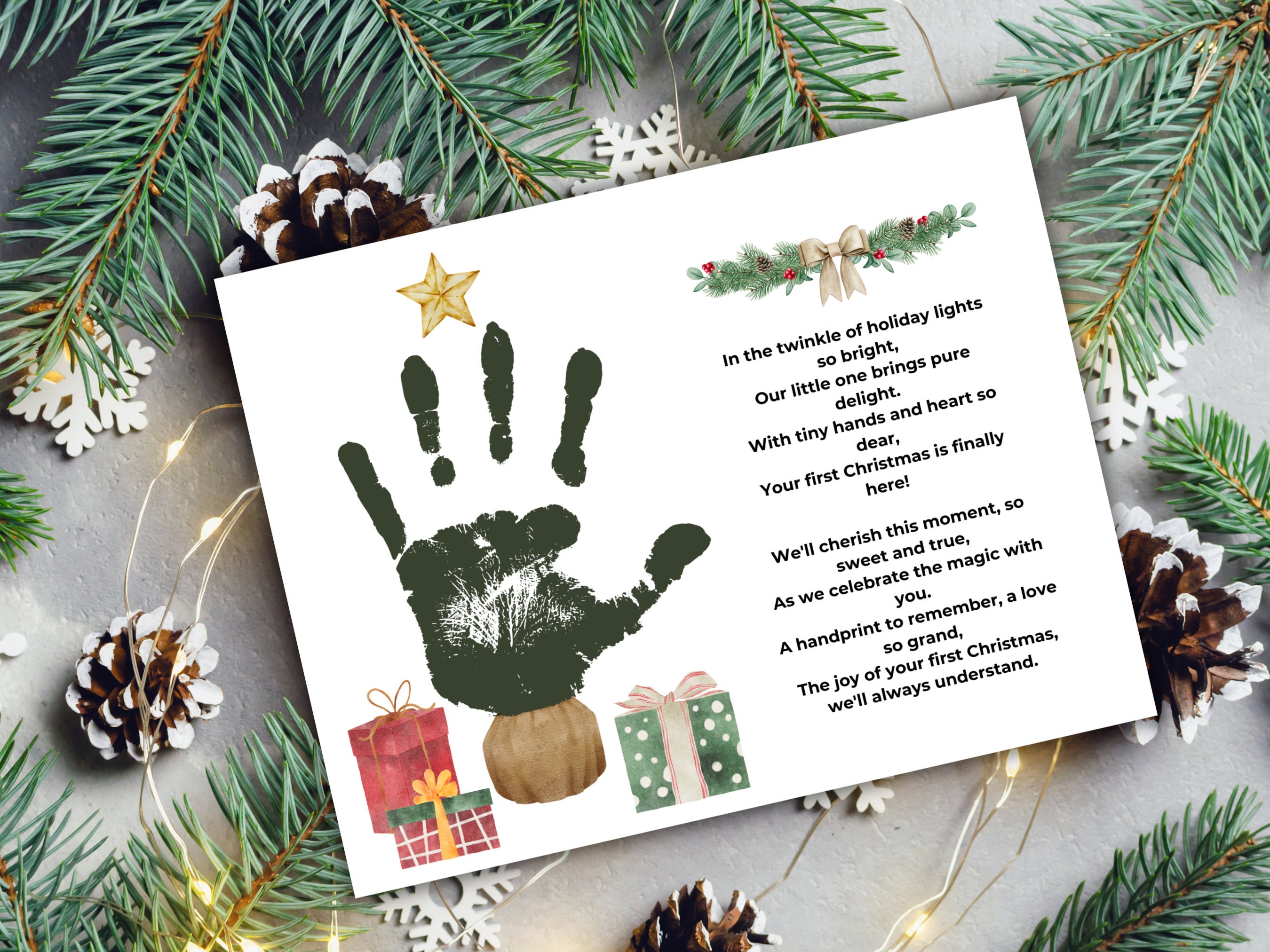 Diy Card Tree Handprint Art Merry Christmas Christmas Tree Handprint Poem Christmas Tree