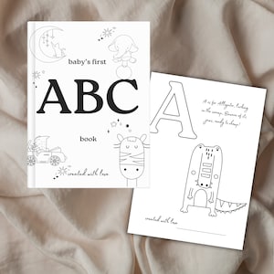 ABC Baby shower coloring book, Baby's First ABC Book, animal theme Alphabet book, Baby shower game or activity, printable