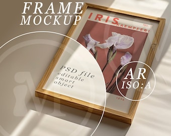 A4 Frame Mockup: Modern Wooden PSD Template (Digital Download)