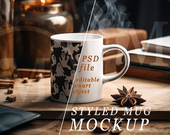 White Mug Mockup PSD: Styled Smart Object File