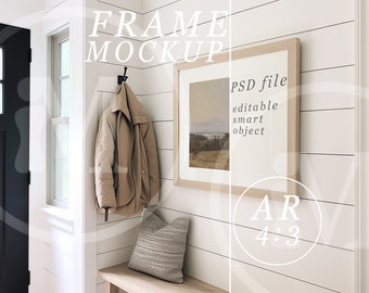 Modern Entrance Hall Interior Frame Mock Up with Bright Light Neutral Colours - PSD Template - aspect ratio 4:3