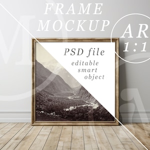 Square Frame Mockup - aspect ratio 1:1 - Light Scandinavian Empty Room Interior Mockup