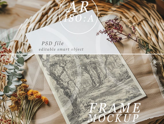 A4 Paper Mockup: Spring Floral Flat Lay (PSD & JPEG)