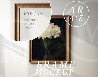 8x10 Frame Mockup - aspect ratio 4:5 - Rustic Wooden Picture Frame with Natural Sunlight and Shadows