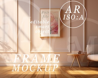 Vertical Frame Mockup: Modern Panelled Living Room (PSD, Jpeg)