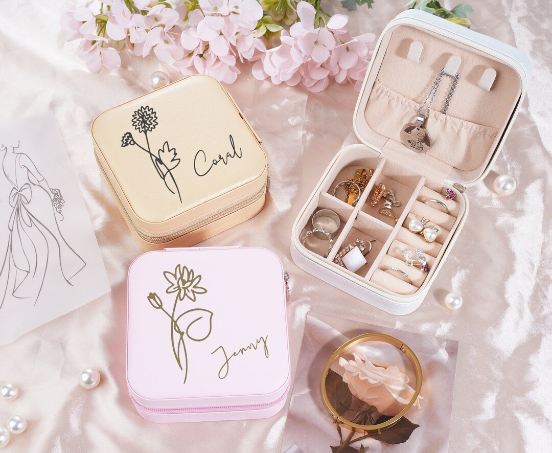 Personalized Leather Jewelry Box Engraved Jewelry Travel Etsy