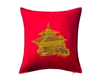 Lord Buddha / Pashupati Temble Cushion - (embroidered)