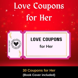 Coupons d&#39;amour pour elle | Mignon, gentil, coquin | Cadeau pour Noël, la Saint-Valentin, un anniversaire | pour femme, petite amie, partenaire | Téléchargement PDF