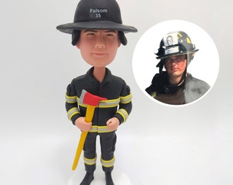 Custom Firefighter bobbleheads for Cake Toppers, Custom Bobblehead Firefighter, Fight Fighter Custom Bobblehead, Fire Department Bobblehead