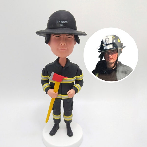 Custom Firefighter bobbleheads for Cake Toppers, Custom Bobblehead Firefighter, Fight Fighter Custom Bobblehead, Fire Department Bobblehead