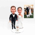 Wedding topper Cake toppers wedding bobblehead custom Cake topper wedding figurine Wedding bobble head custom wedding cake topper with dog