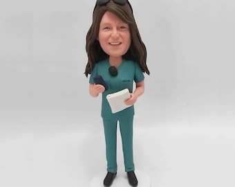 Estatua de enfermera/médico personalizada, figura de acción personalizada, cabezón único para profesionales de la salud.