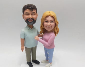 Custom Anniversary Bobblehead, Personalized Couple Wedding Figurine, Unique Anniversary Gift