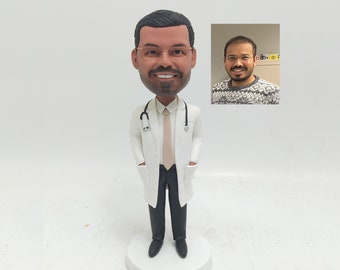 Doctor Bobblehead personalizado, estatuas de médico masculino personalizadas, médico de figura de acción personalizada, médico personalizado Bobblehead para padre