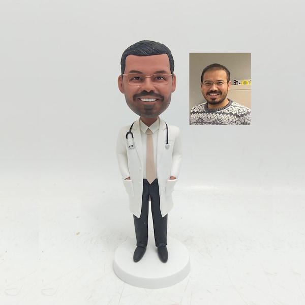 Custom Doctor Bobblehead, Personalized Male Doctor Statues, Personalized Action Figure Doctor, Custom Medical Doctor Bobblehead For Father