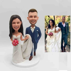 Personalisierte Braut und Bräutigam Kuchen Topper Bobbleheads, einzigartige Figuren für Ihren besonderen Tag