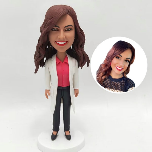 Personalized Female Doctor Statues, Customized Doctor Bobble heads, Custom Medical Doctor Bobblehead Figurines, Custome Head Figure Doctor