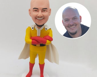 Custom Bobblehead Superhero In Action Suit And Long Cape, Superhero Custom Bobblehead, Action Figure Custom Bobblehead, Custom Action Figure