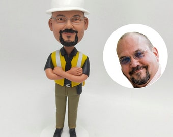 Custom Bobblehead Construction Worker, Custom Construction Worker Bobblehead, Funny Birthday Gift For Coworker, Retirement Gift For Coworker