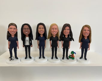 Figura personalizada de enfermera/doctora con cabeza oscilante. Figura personalizada de médico/doctor.