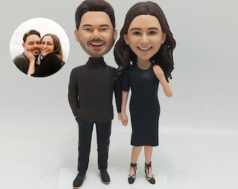 Benutzerdefinierte Paar Bobbleheads personalisierte Hochzeitstag oder Weihnachtsgeschenk für Paare Figur