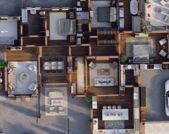 Renderizado y modelado de planos de planta 3D personalizados / Visualización de diseño de casa realista Archivo 3D editable incluido