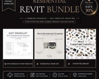Revit Residential Bundle - Residential Project Template, 5800+ Family Library & Minimal Presentation Template