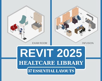 Revit 2025 Healthcare Library | 37 Hospital Room Layouts (RVT)