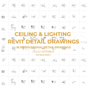 Biblioteca de detalles de techos e iluminación para Revit / 48 planos profesionales (Revit 2025+)