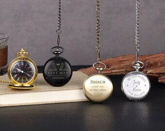 Personalized Pocket Watch - Custom Engraved Pocket Watch, Pocket Watch for Men, Gifts for Groomsmen, Wedding Party Gift, Groomsmen Proposal