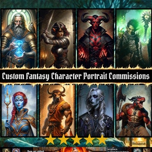 Custom Character Portrait Commission | RPG Game Character | Dungeons & Dragons DnD | Pathfinder Sci Fi Fantasy Personalized Digital Artwork
