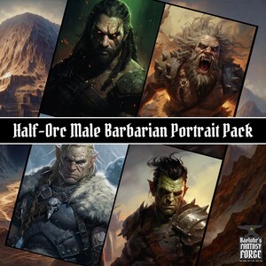 Male Half-Orc Barbarian Portraits | 16-pack #1 | Dungeons & Dragons DnD | Pathfinder RPG Game Character | Fantasy Illustration Digital Art