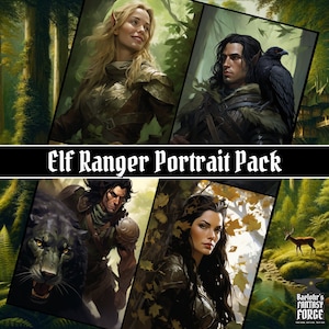 Elf Ranger Portraits Mixed Gender | 16-pack #1 | Dungeons & Dragons DnD | Pathfinder RPG Game Character Fantasy Illustration Digital Artwork