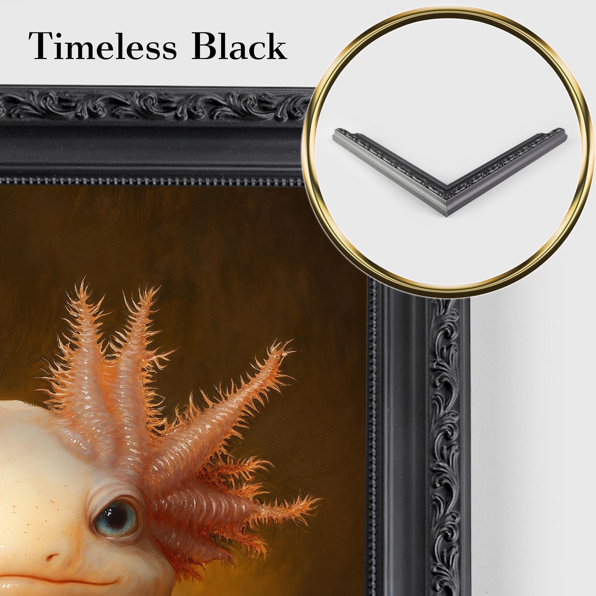 Axolotl Aristocrat Framed Art, Whimsical Anthropomorphic Oil