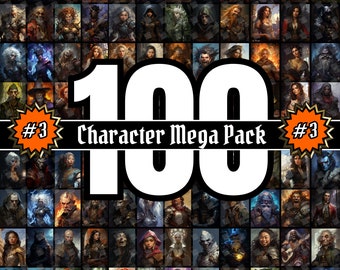 100 Various NPC Portrait Mega Pack 3, Dungeons & Dragons DnD, Pathfinder RPG Game Character, Fantasy Illustration Digital Art, Gift for DM