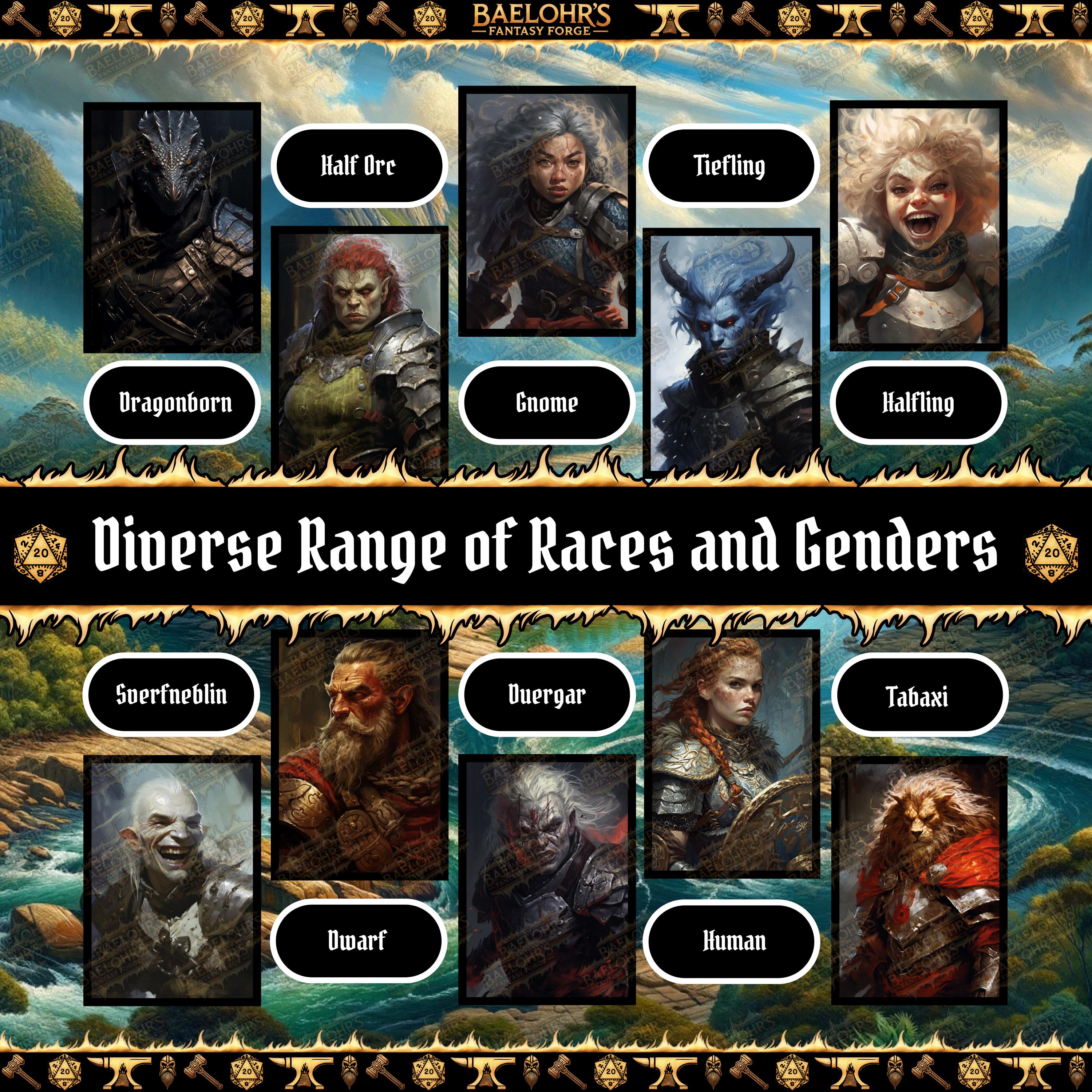 Classic Rpg Races 100 Unique Fighters Portrait Pack #1, Various Races and Genders ...