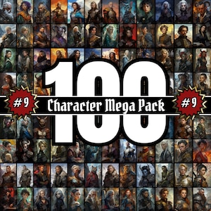 100 Various NPC Portrait Mega Pack 9, Dungeons & Dragons DnD, Pathfinder RPG Game Character, Fantasy Illustration Digital Art, Gift for DM