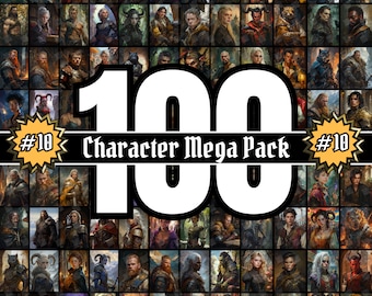 100 Various NPC Portrait Mega Pack 10, Dungeons & Dragons DnD, Pathfinder RPG Game Character, Fantasy Illustration Digital Art, Gift for DM