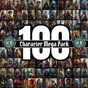 100 Various NPC Portrait Mega Pack 8, Dungeons & Dragons DnD, Pathfinder RPG Game Character, Fantasy Illustration Digital Art, Gift for DM